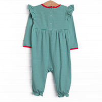 Gracie Romper, Red and Green Stripe