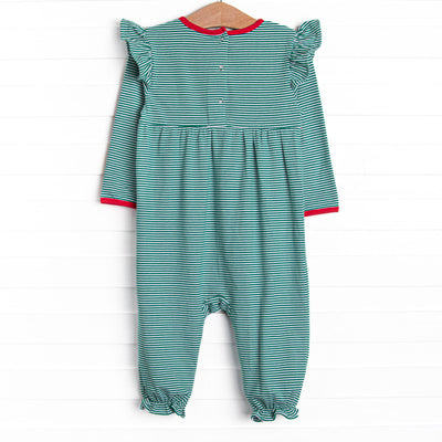 Gracie Romper, Red and Green Stripe
