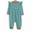 Gracie Romper, Red and Green Stripe