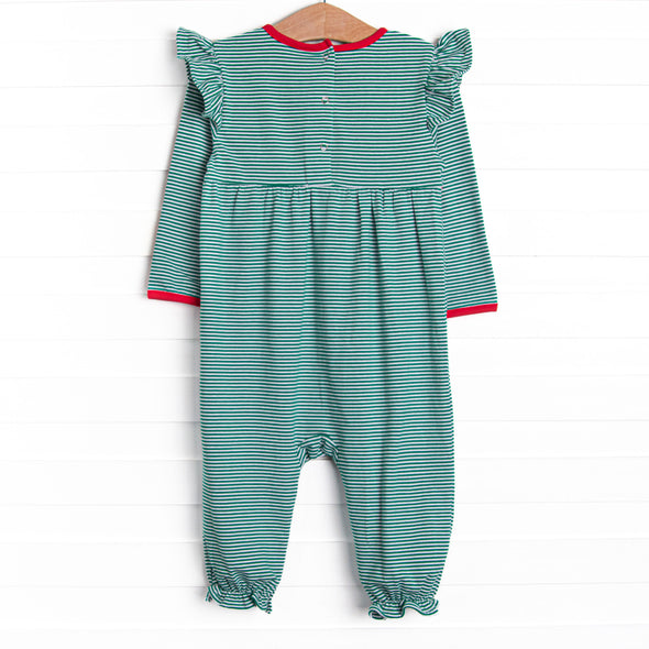 Gracie Romper, Red and Green Stripe
