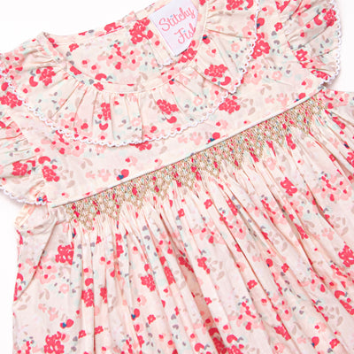 Pink Petals Flutter Sleeve Dress, Pink Floral