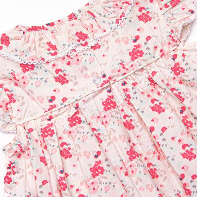 Pink Petals Flutter Sleeve Dress, Pink Floral