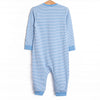 Chugging Along Applique Romper, Blue Stripe