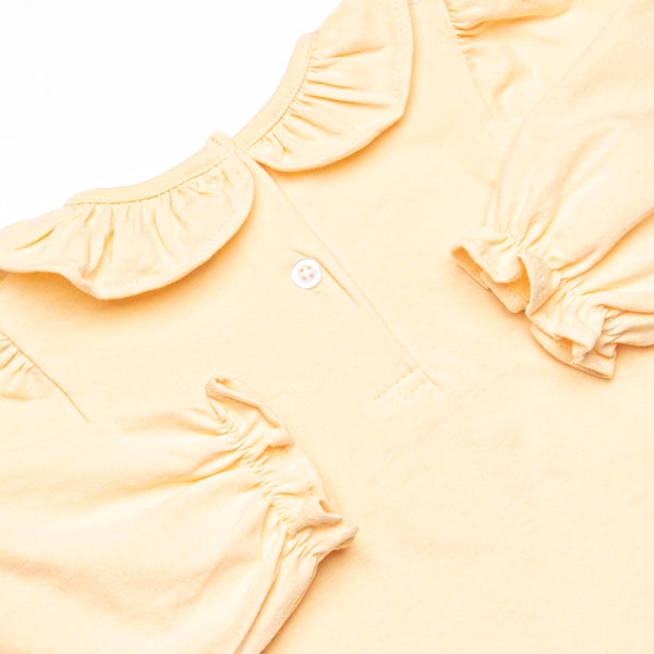 Sweet as a Piglet Applique Ruffle Neck Bloomer Set, Yellow