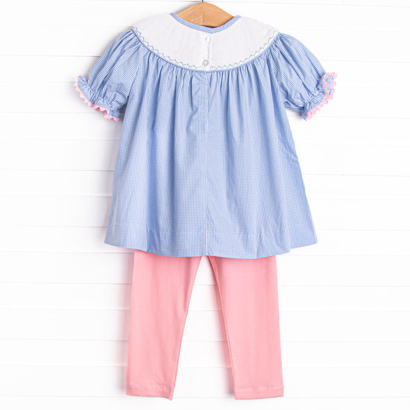 Princess Party Smocked Legging Set, Blue