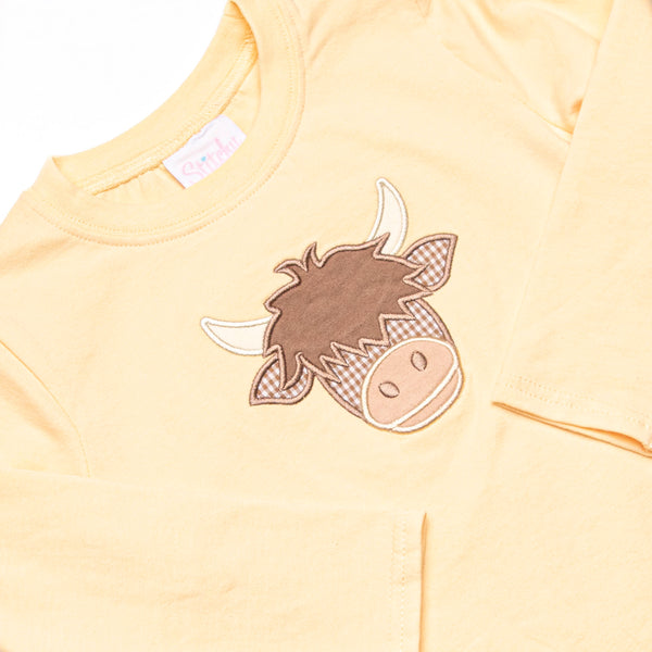 Highland Herd Applique Pant Set, Yellow