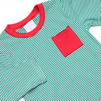 Evan Pant Set, Red and Green Stripe