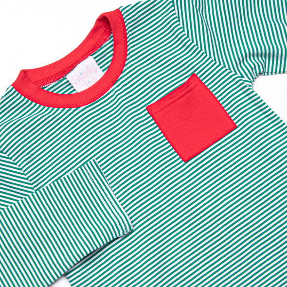 Evan Pant Set, Red and Green Stripe