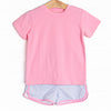 Sporting Time Seersucker Short Set, Pink