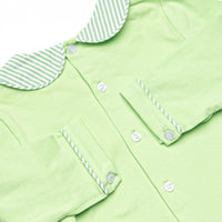 Farm Animal Friends Embroidered Long Sleeve Collared Diaper Set, Green