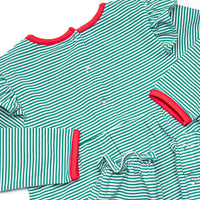 Gracie Romper, Red and Green Stripe