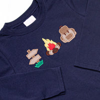 Campfire Tales Applique Sweatshirt Pant Set, Navy