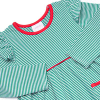 Everly Long Sleeve Dress, Red and Green Stripe
