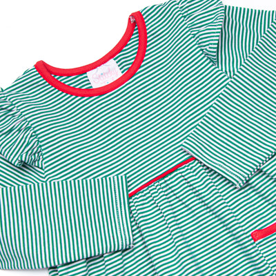 Everly Long Sleeve Dress, Red and Green Stripe