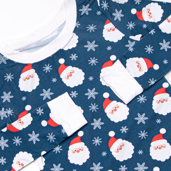 Seasonal Snowfall Bamboo Pajama Set, Navy