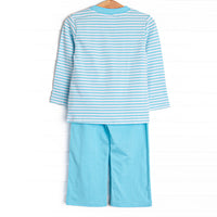 Evan Pant Set, Aqua Stripe