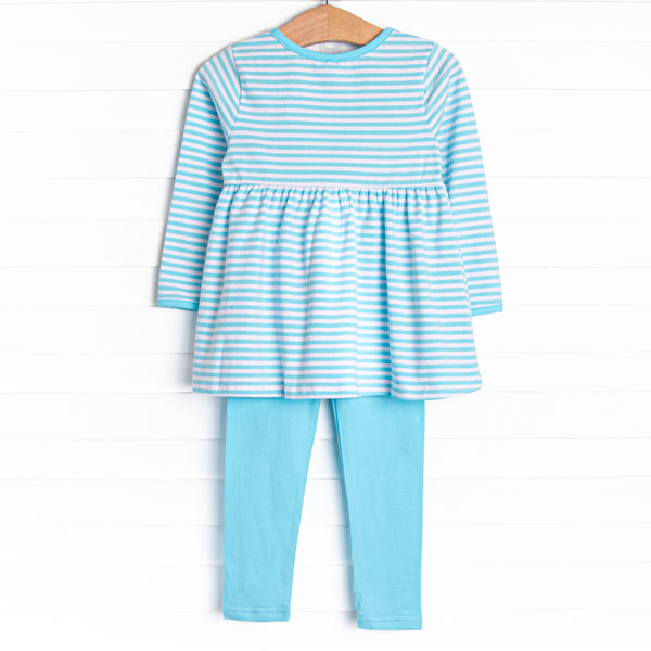 Maisie Pocket Legging Set, Aqua Stripe