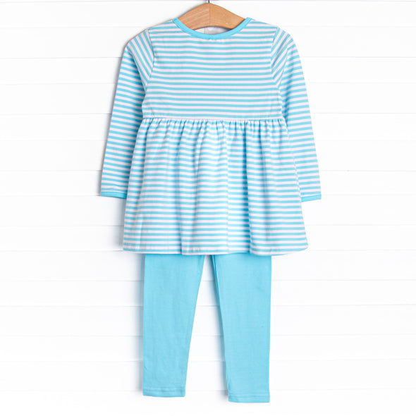 Maisie Pocket Legging Set, Aqua Stripe