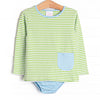 Noah Diaper Set, Blue and Light Green Stripe