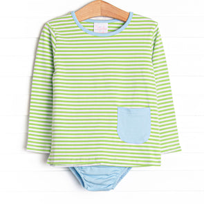 Noah Diaper Set, Blue and Light Green Stripe