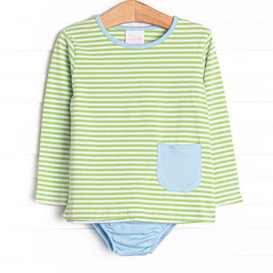 Noah Diaper Set, Blue and Light Green Stripe