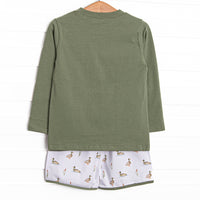 Migrating Mallard Long Sleeve Short Set, Green