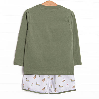 Migrating Mallard Long Sleeve Short Set, Green