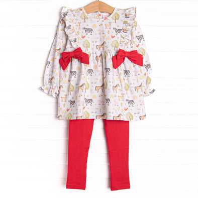 Down South Days Side Tie Legging Set, Red