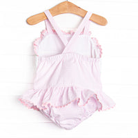 Seersucker Slices Smocked One Piece, Pink