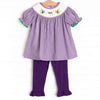 Mardi Gras Jester Smocked Ruffle Legging Set, Purple