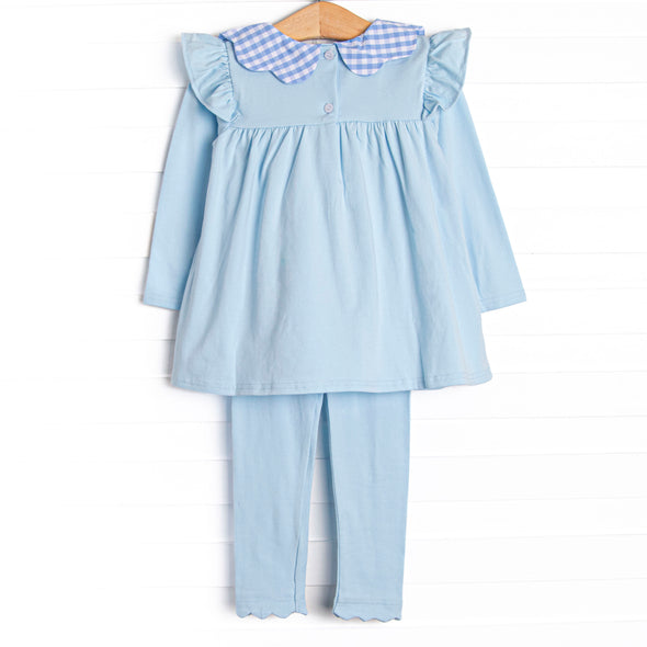 Two Tulips Applique Legging Set, Blue