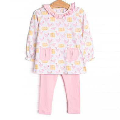Hay Bale Hens Pocket Legging Set, Pink
