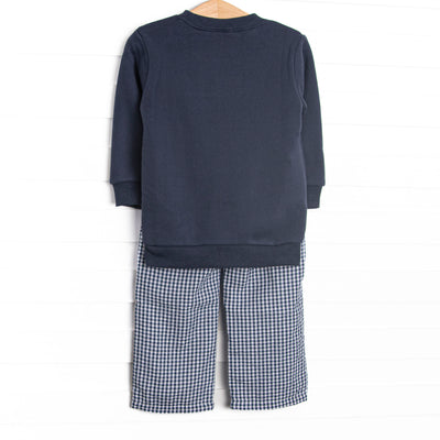 Campfire Tales Applique Sweatshirt Pant Set, Navy