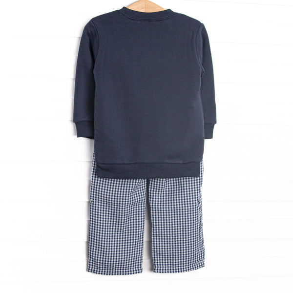 Campfire Tales Applique Sweatshirt Pant Set, Navy