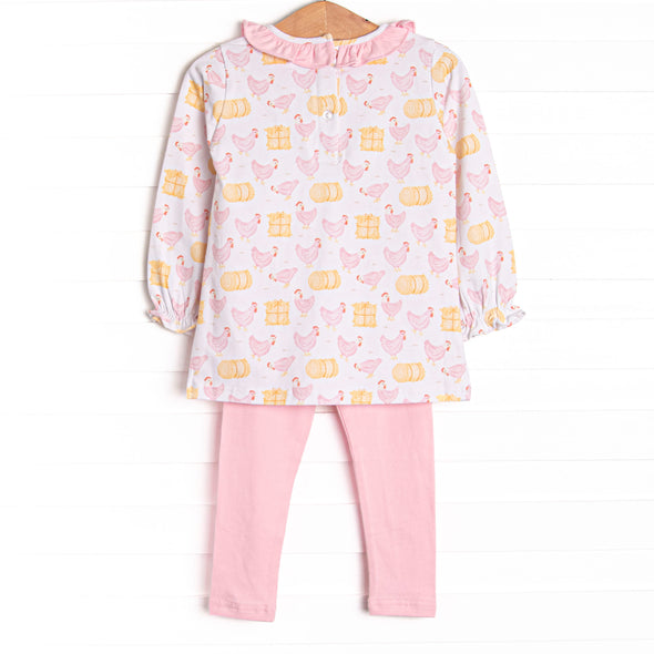 Hay Bale Hens Pocket Legging Set, Pink