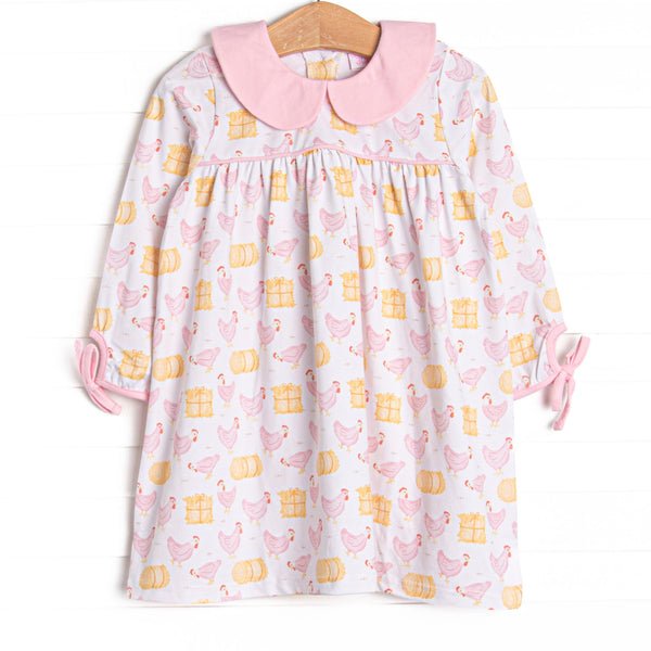 Hay Bale Hens Dress, Pink