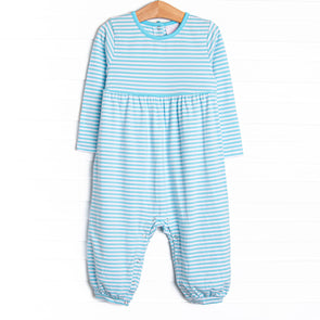 Charles Romper, Aqua Stripe