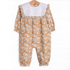 Forest Floor Florals Romper, Orange