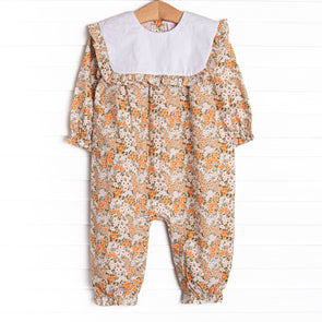 Forest Floor Florals Romper, Orange