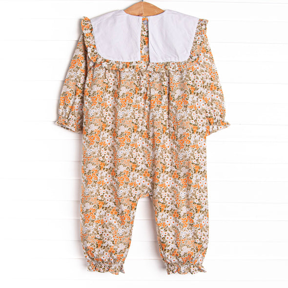 Forest Floor Florals Romper, Orange