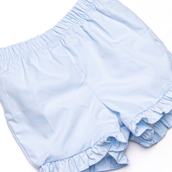 Fallon Ruffle Short Set, Blue Plaid