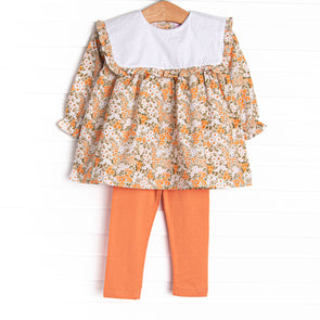 Forest Floor Florals Legging Set, Orange
