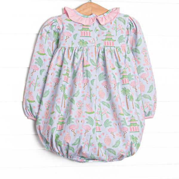 East Wind Luck Long Sleeve Ruffle Neck Bubble, Green