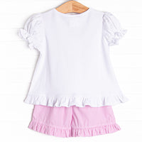 Magical Snacks Applique Ruffle Short Set, Pink