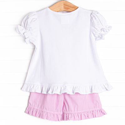 Magical Snacks Applique Ruffle Short Set, Pink