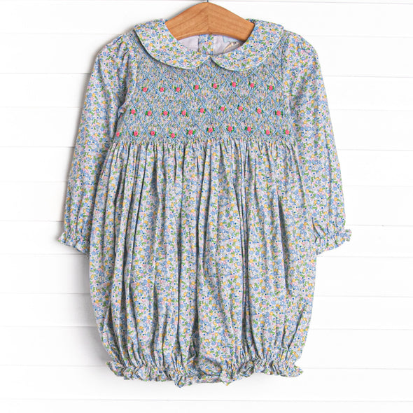 Prim Petals Smocked Bubble, Blue