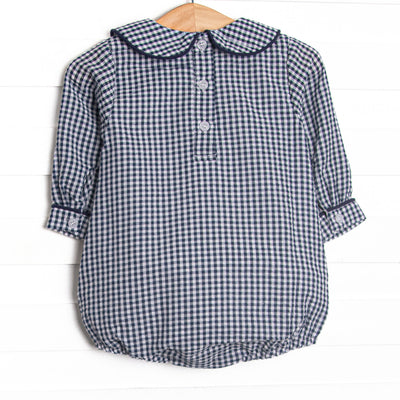 Campfire Tales Applique Long Sleeve Collared Bubble, Navy