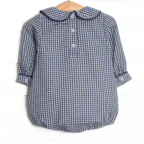 Campfire Tales Applique Long Sleeve Collared Bubble, Navy