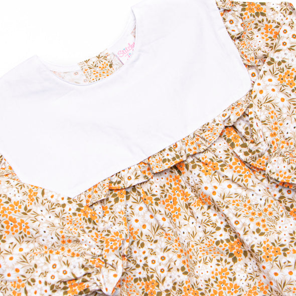 Forest Floor Florals Romper, Orange