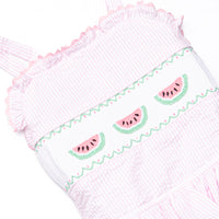 Seersucker Slices Smocked One Piece, Pink